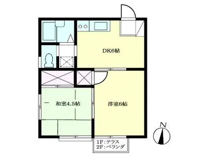 西ハイツ(2DK/1階)の間取り写真