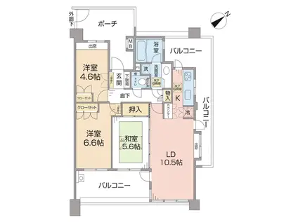 ルネステージ登戸(3LDK/2階)の間取り写真
