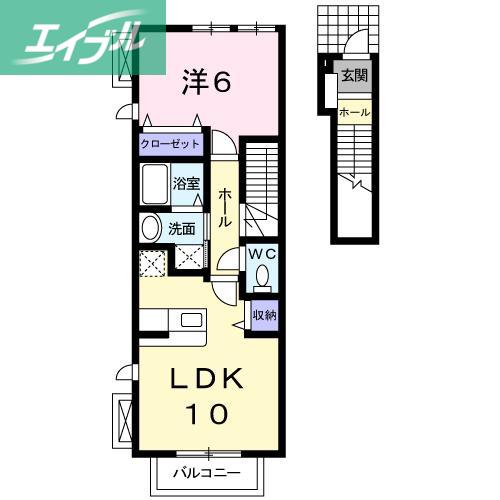 ベル アンジュ(1LDK/2階)の間取り写真