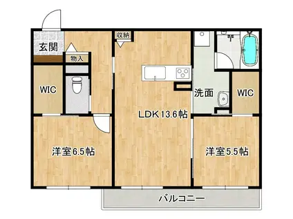 フアラライ(2LDK/2階)の間取り写真
