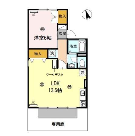 セジュールMT(1LDK/1階)の間取り写真
