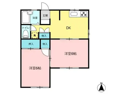 センチュリーハイツミナミ(2DK/1階)の間取り写真