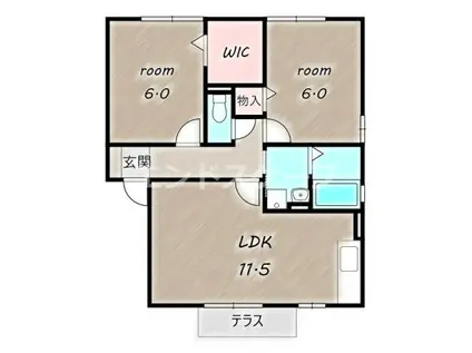 ブリエアージュI(2LDK/1階)の間取り写真