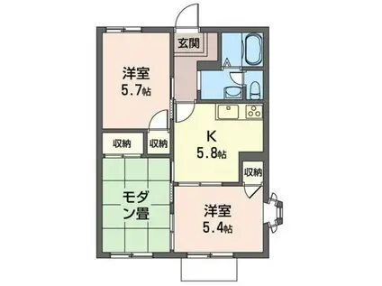 ニューキャスル上矢部C(3K/1階)の間取り写真