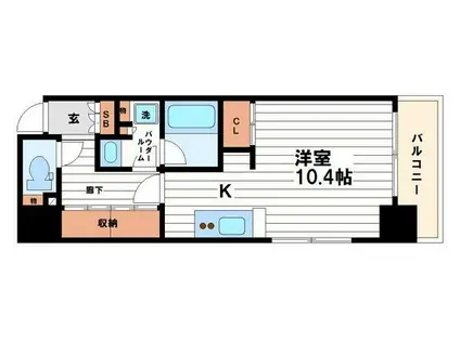 レジェンドール心斎橋イースト(ワンルーム/13階)の間取り写真