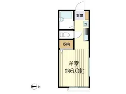 カーサ生田(1K/1階)の間取り写真