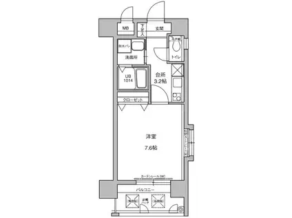 アクタス西公園アーバル(1K/6階)の間取り写真