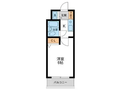 ウインベル・ソロ梅ヶ丘(1K/4階)の間取り写真