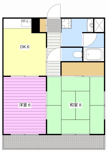 オズハウス3(2DK/1階)の間取り写真