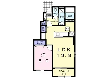 ヴィレッタウーノ(1LDK/1階)の間取り写真