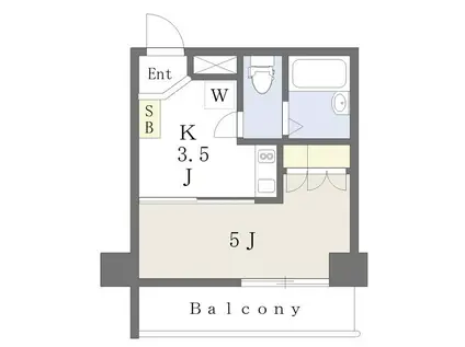 ガーデンテラス南麻布(1K/2階)の間取り写真