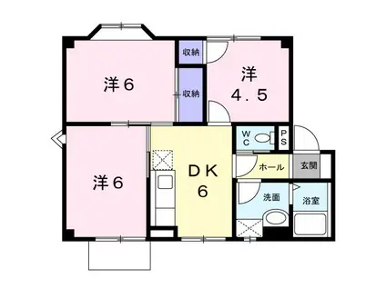 サウスコーポII(3DK/1階)の間取り写真