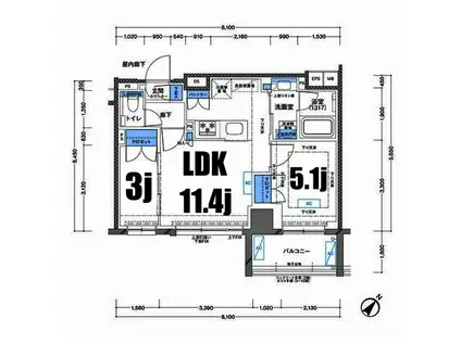 ラティエラ横濱大通公園(1SLDK/10階)の間取り写真
