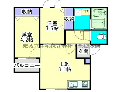 ルーチェ吉尾(2LDK/1階)の間取り写真