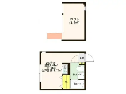 ハーモニーテラス南砂II(ワンルーム/2階)の間取り写真