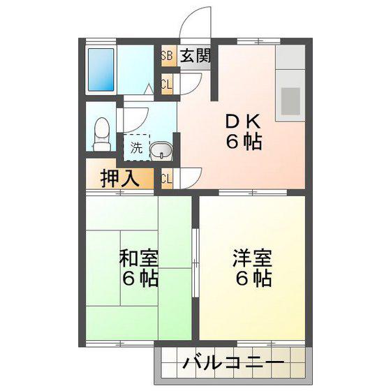 白山ハイツ(2DK/2階)の間取り写真