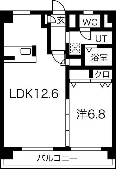サンビーム八代(1LDK/1階)の間取り写真