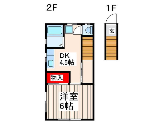 ルミグリーン(1DK/2階)の間取り写真