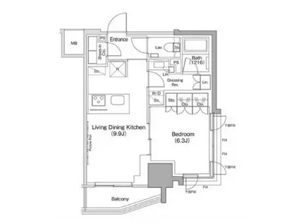 ザ・パークハビオ荏原中延駅前(1LDK/11階)の間取り写真