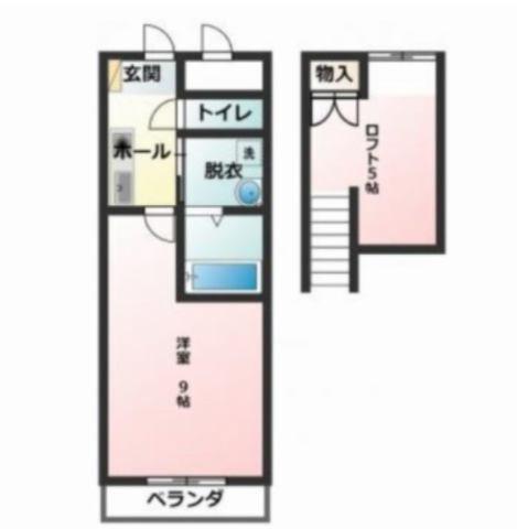 ベルフラワー山野井(1K/2階)の間取り写真