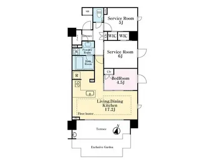 アールブラン高津レジデンス(3LDK/1階)の間取り写真