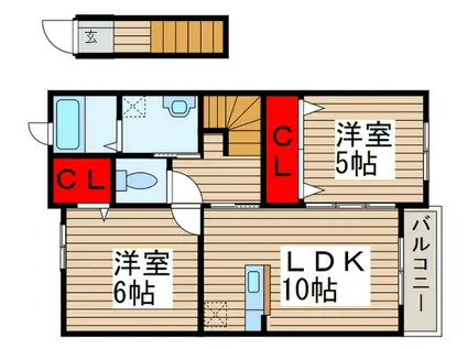 カルムメゾンK(2LDK/2階)の間取り写真