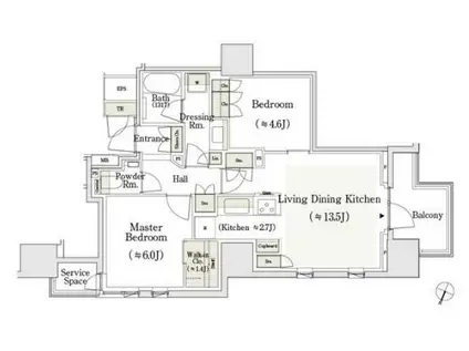パークホームズ日本橋時の鐘通(2LDK/12階)の間取り写真