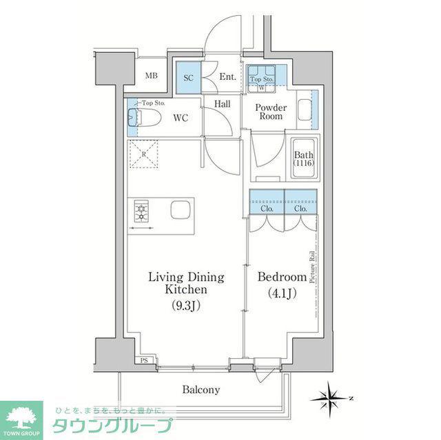 スタイリオ新丸子ノース(1LDK/8階)の間取り写真