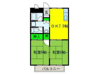 グリーンハイツ(2DK/2階)の間取り写真