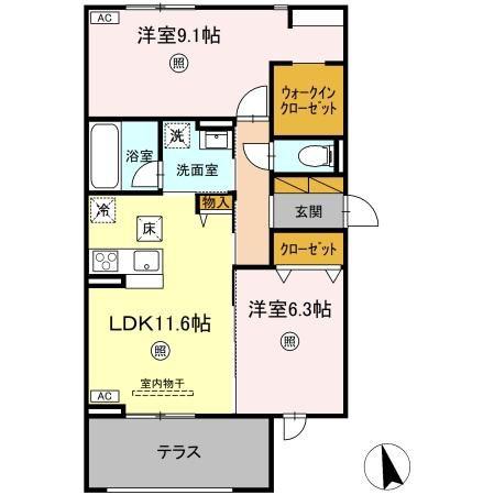 フローリア(2LDK/1階)の間取り写真