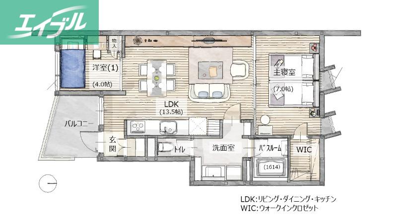 ETENA中仙道西(2LDK/3階)の間取り写真