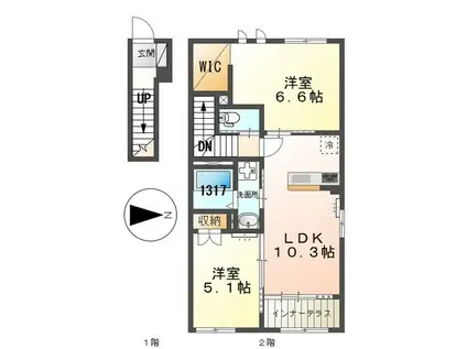 サクラーレ長坂(2LDK/1階)の間取り写真