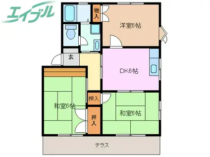 コンフォールA棟(3DK/2階)の間取り写真