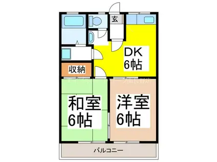 シティハイムくらたC棟(2DK/1階)の間取り写真