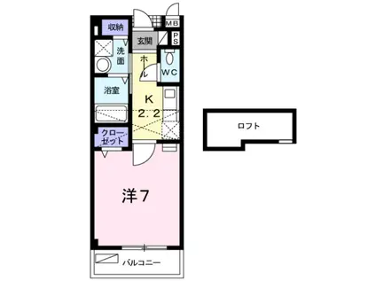 アンソレイエ(1K/2階)の間取り写真
