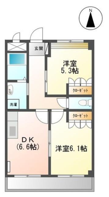 シャルマンコート(2DK/2階)の間取り写真