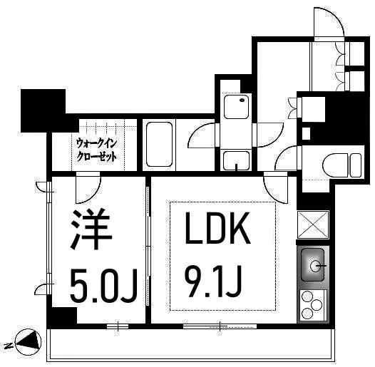 シティタワー横濱(1LDK/6階)の間取り写真