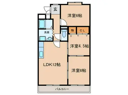 レジデンス城下(3LDK/2階)の間取り写真