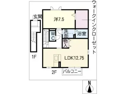 SKY COURT(1LDK/2階)の間取り写真