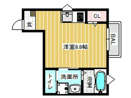 フェリオ不二ガ丘(ワンルーム/3階)の間取り写真