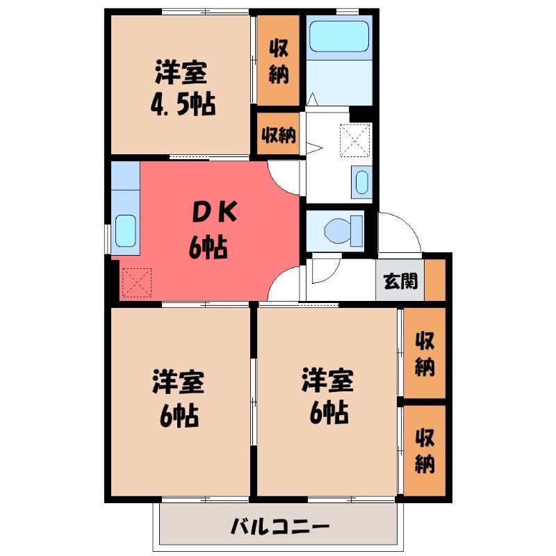 ハッピータウン(3DK/1階)の間取り写真