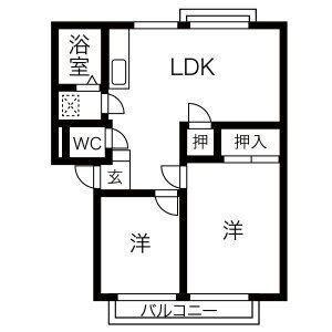 ドリームフォレスト楽田(2LDK/2階)の間取り写真