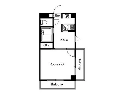 スカイヒルズ青山(1DK/2階)の間取り写真