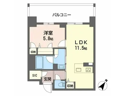リビエラ グラン 新梅田(1LDK/11階)の間取り写真