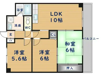 ステ-ションコート長田(3LDK/3階)の間取り写真