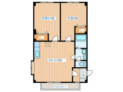 ステージ遊(2LDK/2階)の間取り写真