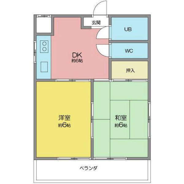 コンフォール池下(2DK/3階)の間取り写真
