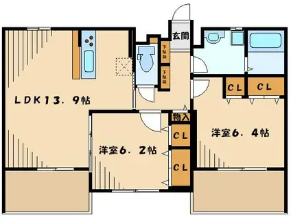 アマランス仲町台(2LDK/2階)の間取り写真