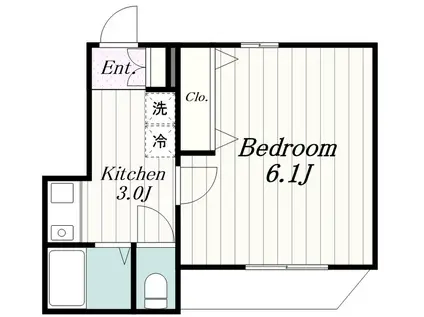 タウンフィールドII(1K/3階)の間取り写真