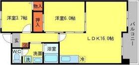 アローマグリーンヒル(2LDK/4階)の間取り写真